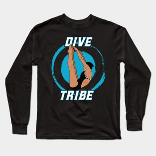 Womens Diving Dive Tribe Springboard Platform Diver Long Sleeve T-Shirt